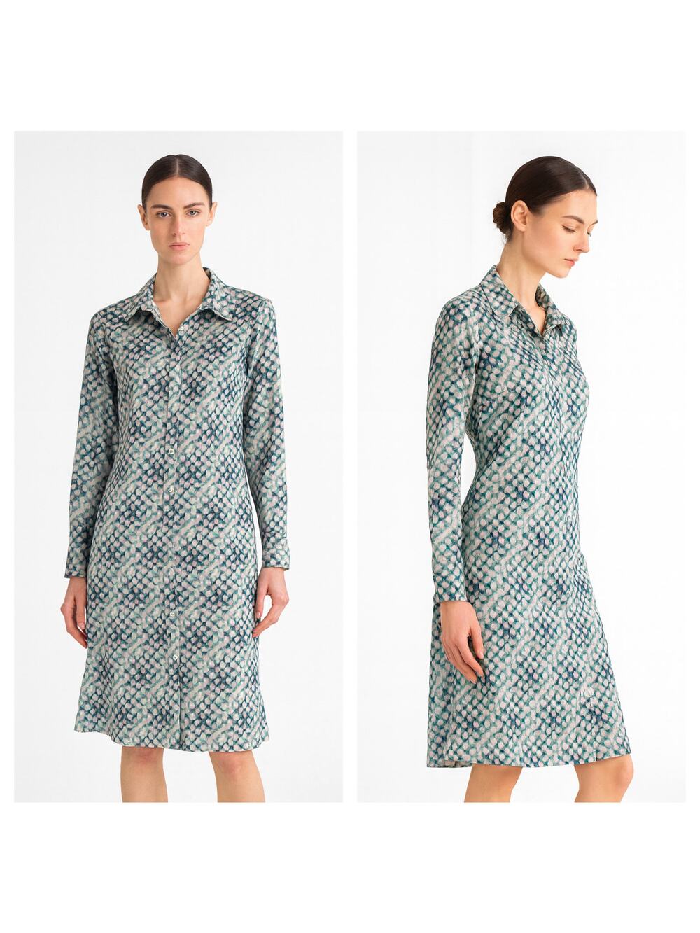 ROLAND MOURET Long Sleeve Chiffon Dress cotton silk sz 10US